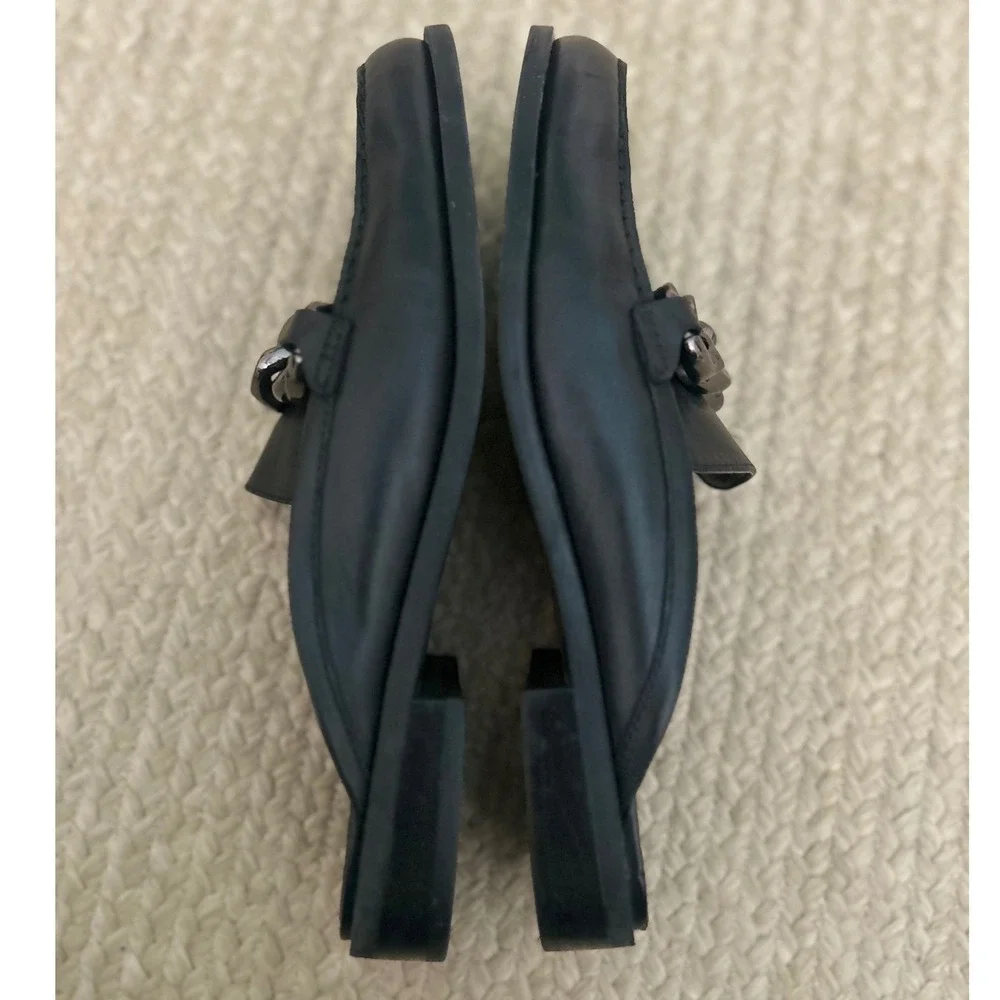 Michael Kors Black Leather Chain Link Mule Loafers SZ 9.5M